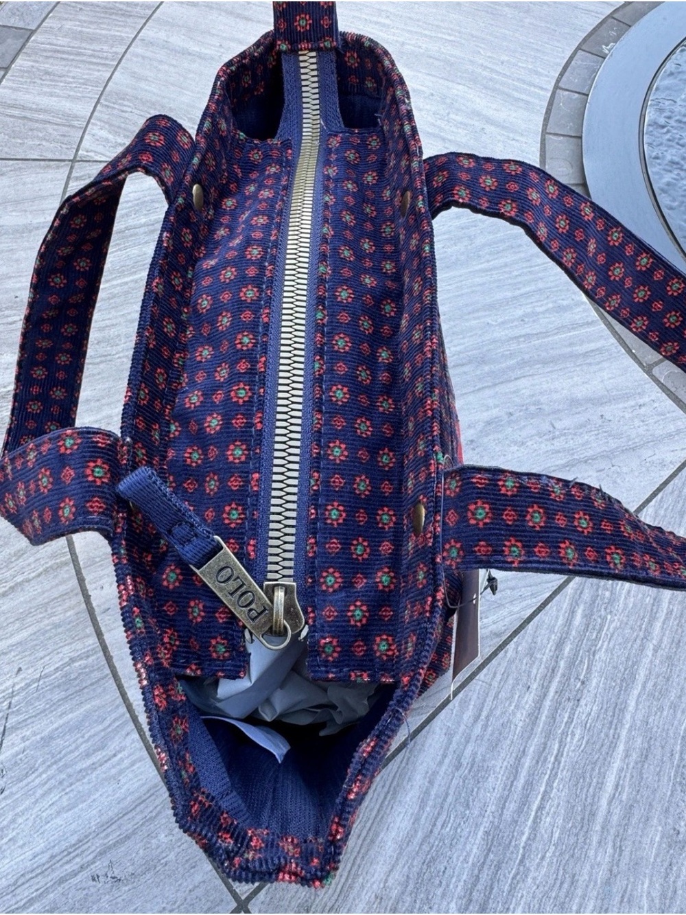 Polo by Ralph Lauren Navy Tote with Red Patterned Accents - Picture 5 of 8
